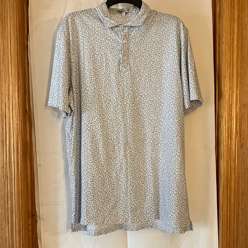 Peter Millar Short Sleeve XL w/a Sunglass Pattern Blue & White Golf Polo Shirt